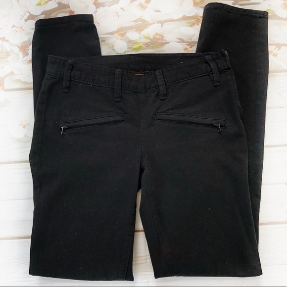 𝅺TORY Burch Super Skinny Zipper Moto Jeans 27 Black - Picture 2 of 11